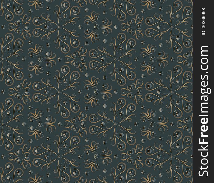 Abstract floral dark pattern. Vector seamless background