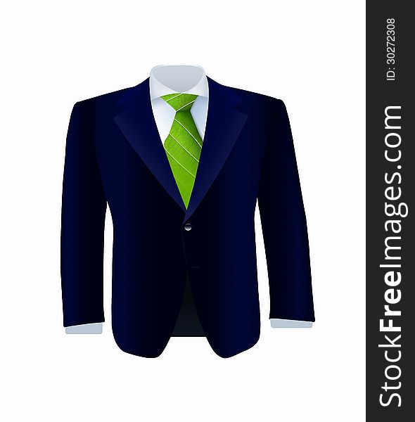 Isolated Blue Costume With Green Tie