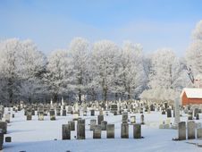 Frosty Winter Cemetary Stock Photo Frosty Winter Cemetary Stock Photo