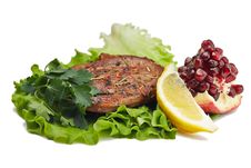 Grilled Steak With Salad And Lemon On White Royalty Free Stock Image Grilled Steak With Salad And Lemon On White Royalty Free Stock Image