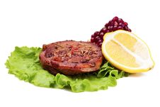 Grilled Turkey Steak With Lemon And Pomegranate On Leaf Of Salad Stock Images Grilled Turkey Steak With Lemon And Pomegranate On Leaf Of Salad Stock Images