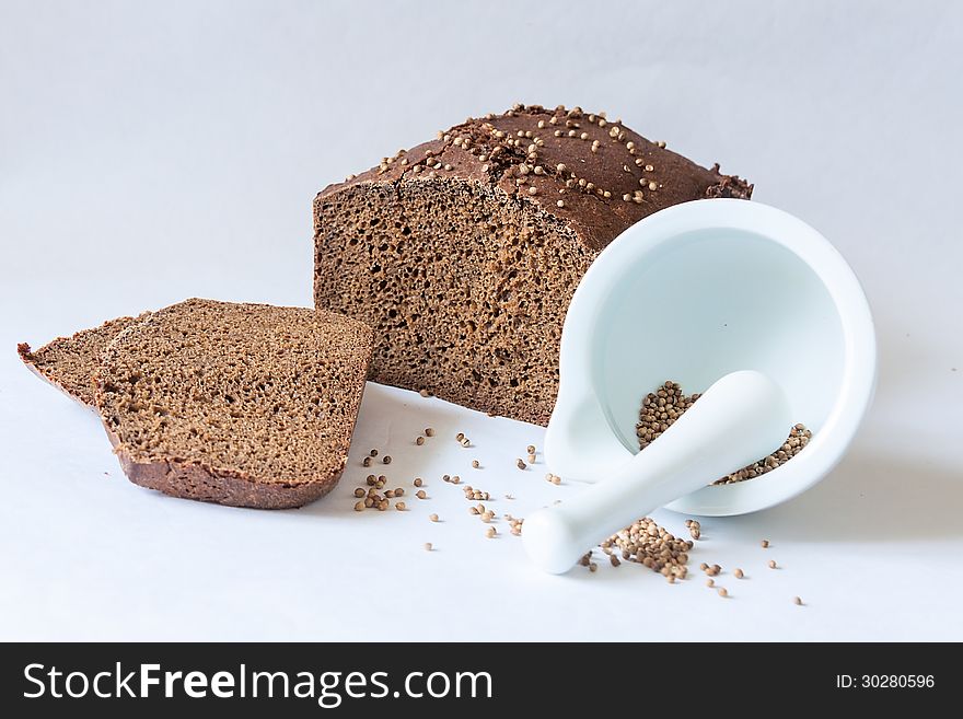 Traditional Russian black bread with coriander seeds