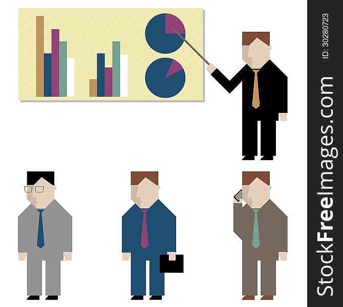 Businessman color vector set. Illustration.