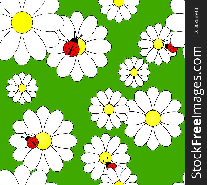 Vector Seamless Pattern With Camomiles