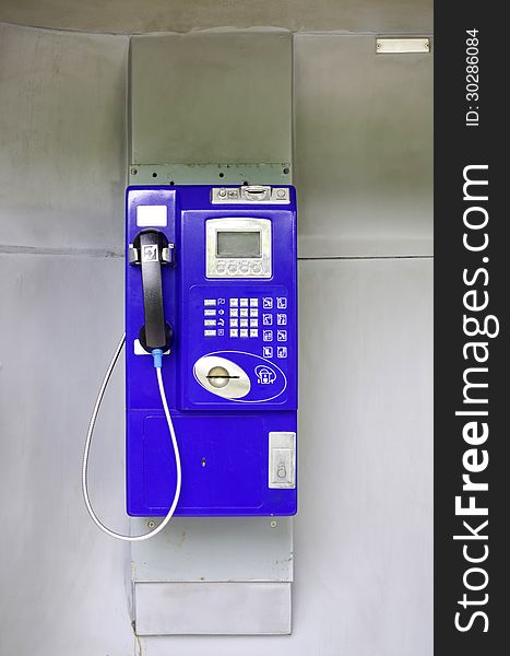 Blue public phone