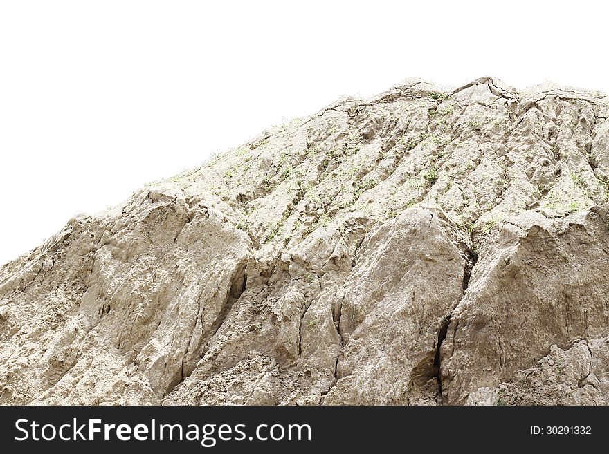 Sand pile at construction site on white background