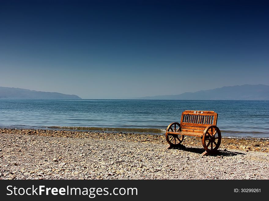 Blue, leisure and quiet beach. Blue, leisure and quiet beach