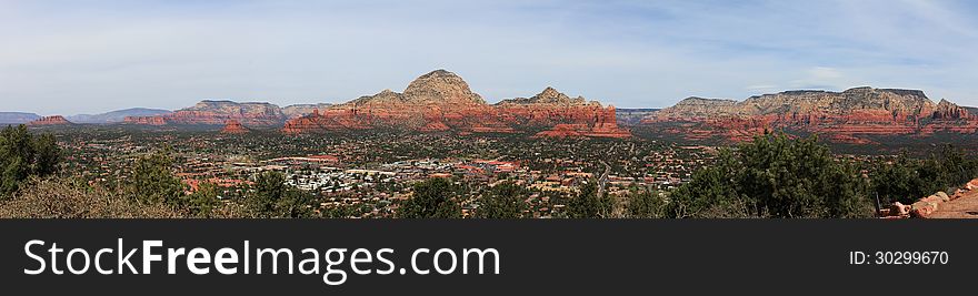 Panoramic view of the red rock country in Sedona Arizona