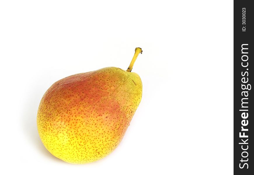 One pear on white background