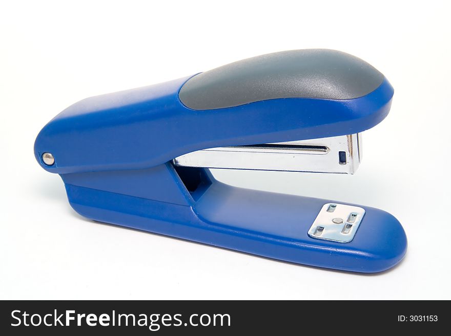 Blue stapler isolated over a white background