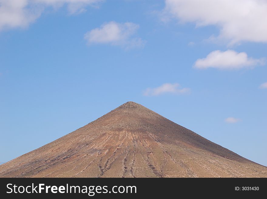 Mountain peak against blue sky, Fuerteventura, Canary Islands.