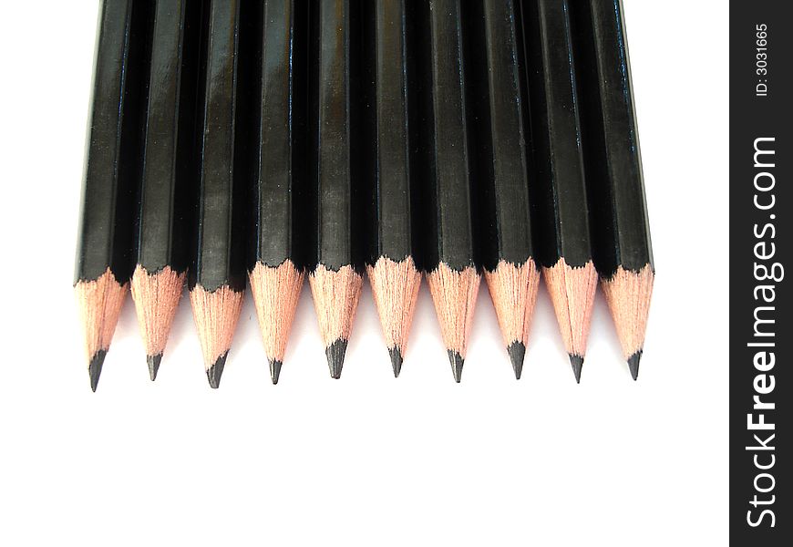 Many pencils in row