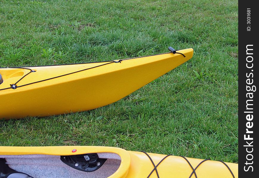 Kayaks just before going into the water ready for action. Kayaks just before going into the water ready for action