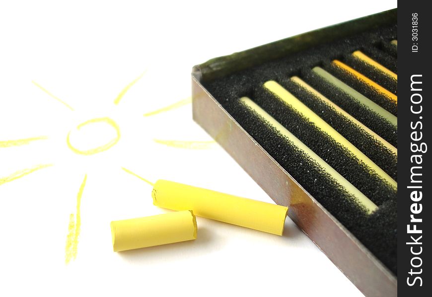 Picture of sun painted with yellow chalk