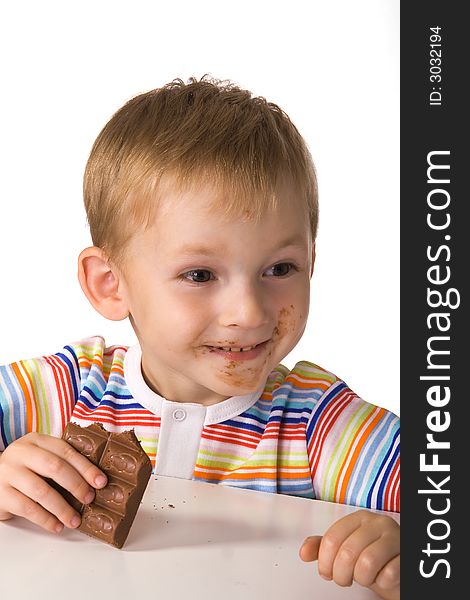 The child with a chocolate