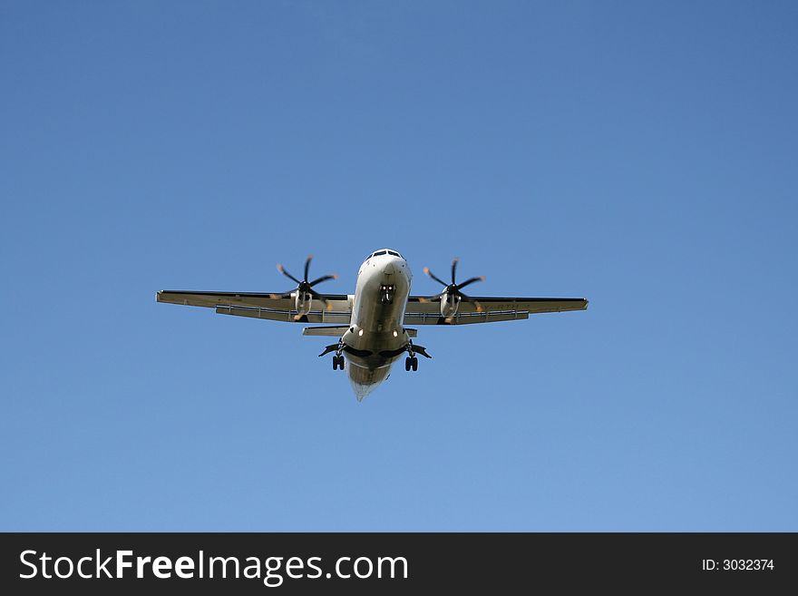 Civilian jet plane on landing. Civilian jet plane on landing