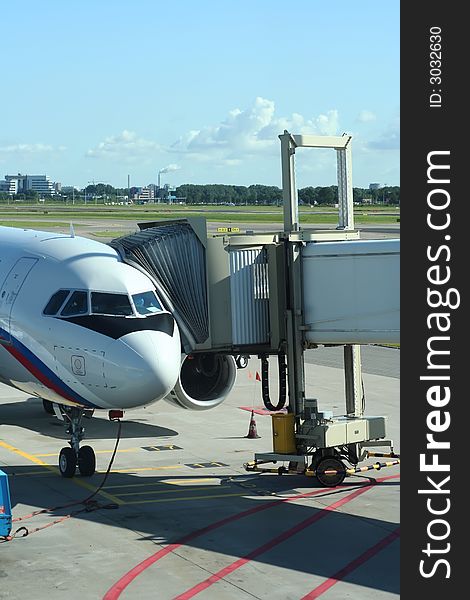 Plane ready for departure, summer day. Plane ready for departure, summer day