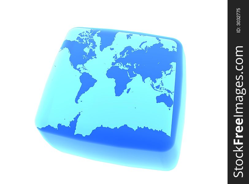 A computer illustration of the Earth on a gel cube. A computer illustration of the Earth on a gel cube.