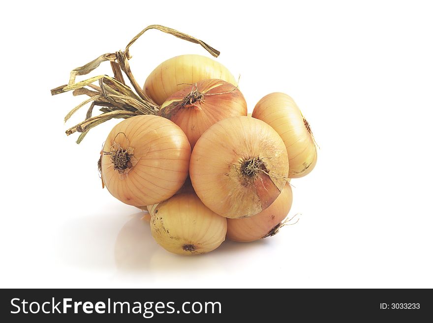Fresh Onion Bunch On White