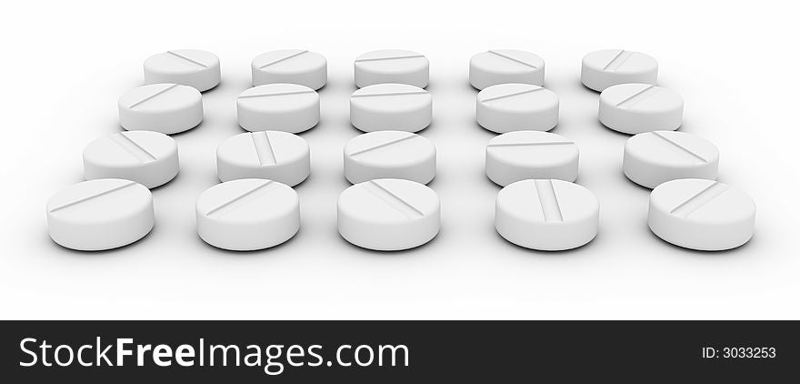Tablets on white background made in 3d