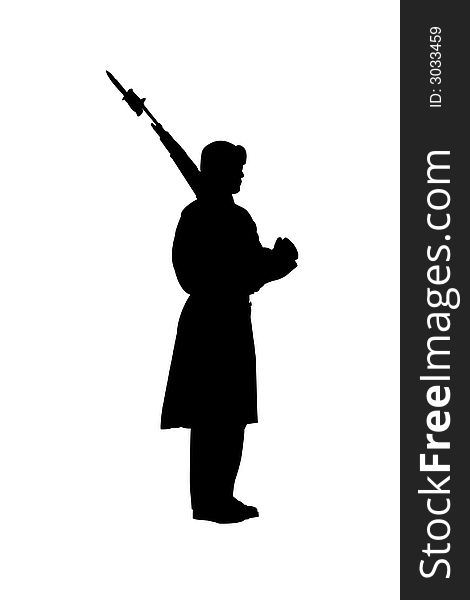 Vector illustration of profile of sentry standing guard