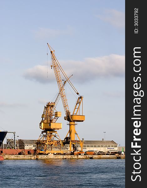 Cranes in the port of Barcelona, Catalonia, Spain. Cranes in the port of Barcelona, Catalonia, Spain