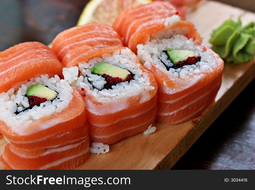 A set of California sushi. A set of California sushi