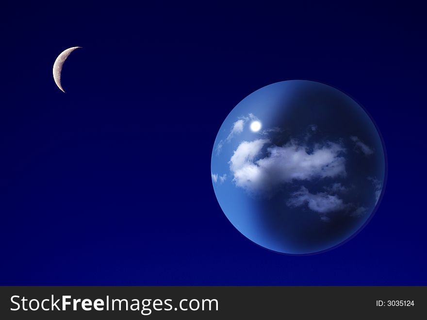 Planet and moon in an Extra solar system simulation. Planet and moon in an Extra solar system simulation