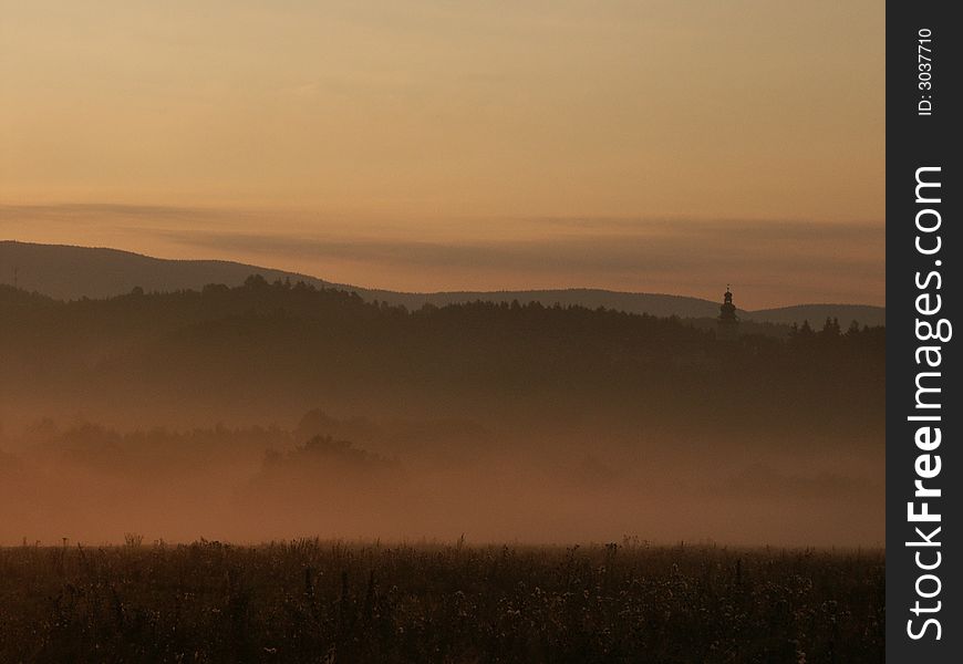 Rising sun landscape - The Czech Republic. Rising sun landscape - The Czech Republic