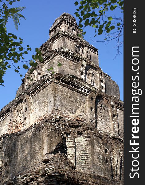 Tower Satmahal Prasada in Polonnaruwa