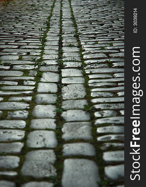 Traditional cobblestone pavement in germany