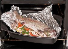 Rainbow Trout With Vegetable Stock Image