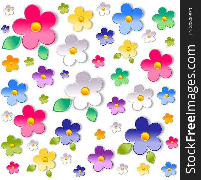 Colorful flowers over white background. Colorful flowers over white background