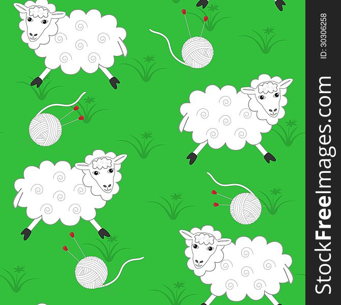 Sheeps And Balls For Knitting