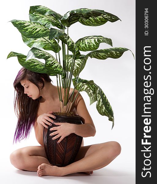 Woman And Plant