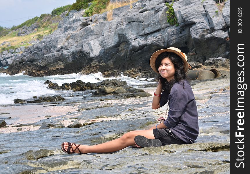 Beautiful Girl on The Beach. Travel and Vacation.