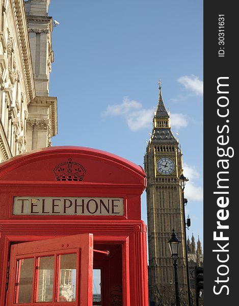 Red Telephone Kiosk And Big Ben