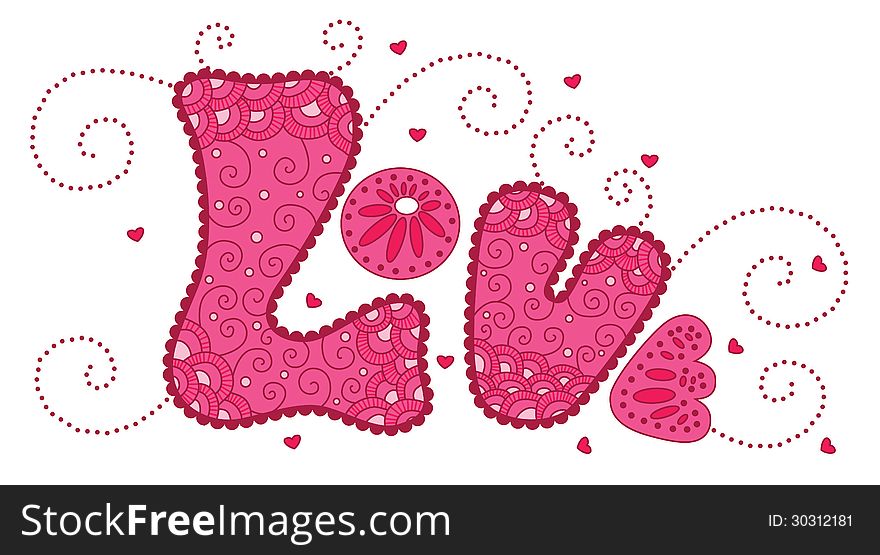 Cute word love for your design