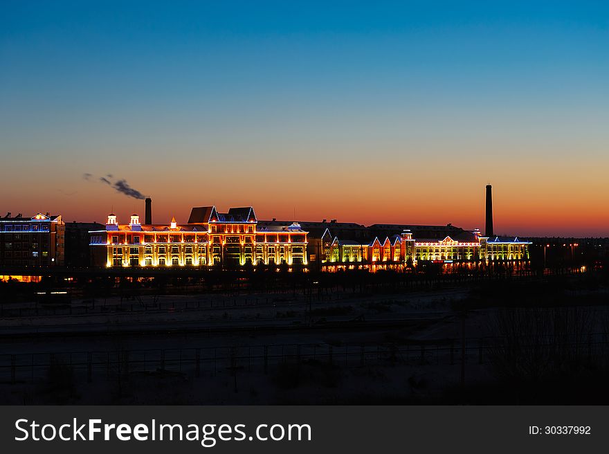 China's heilongjiang Province, Daqing City,Near the train station nightscape. China's heilongjiang Province, Daqing City,Near the train station nightscape.