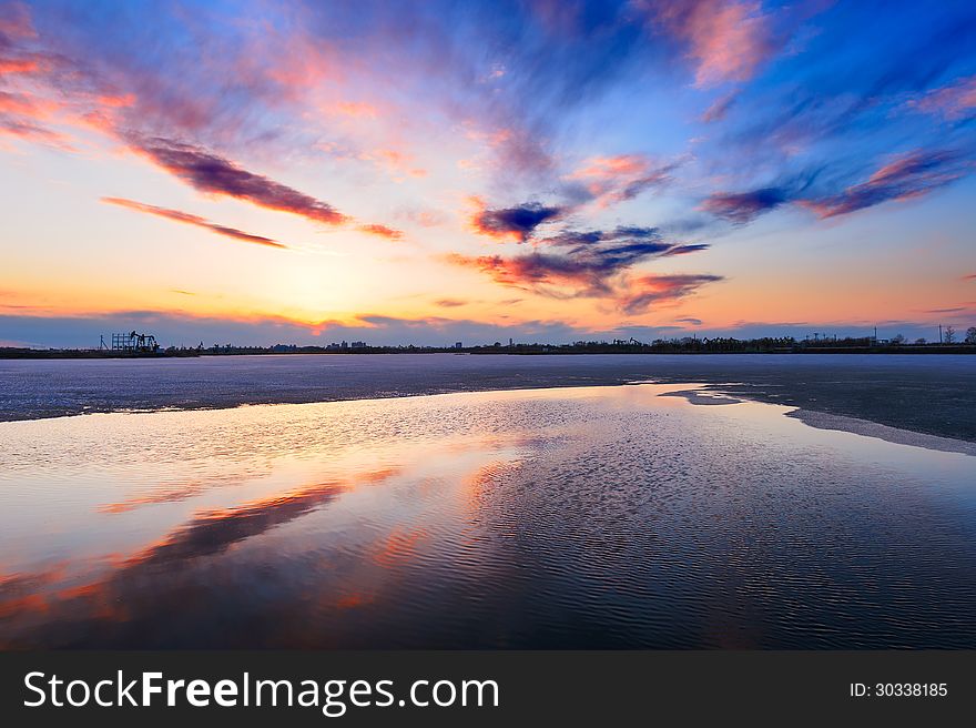 Sunset Glow Of Lake