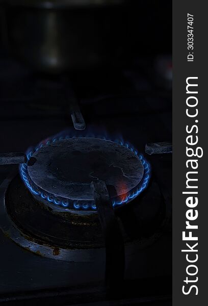 Aesthetic Stove With Blue Flames