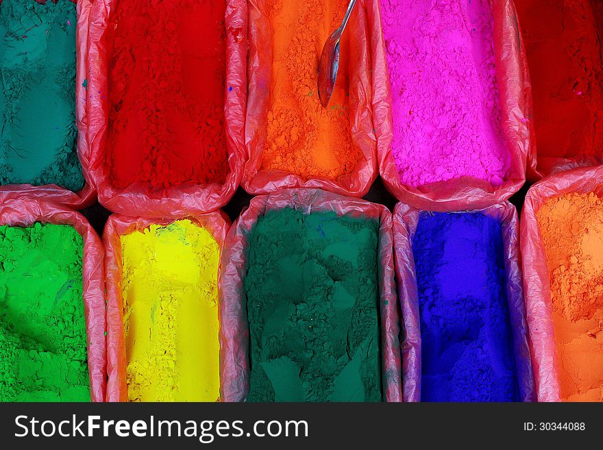 Colorful powders in Kathmandu - Nepal. Colorful powders in Kathmandu - Nepal