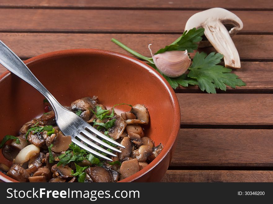 Champignon mushroom, vegetables for appetizer and side dish