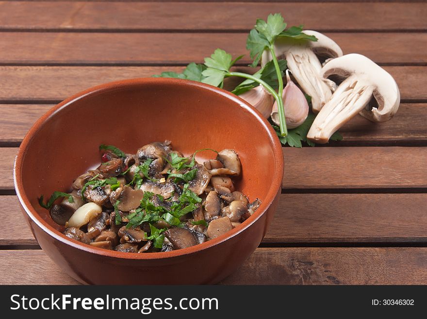 Champignon mushroom, vegetables for appetizer and side dish