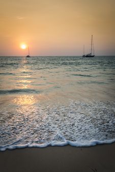 Sunset At Nai Yang Beach, Phuket, Thailand Stock Images Sunset At Nai Yang Beach, Phuket, Thailand Stock Images