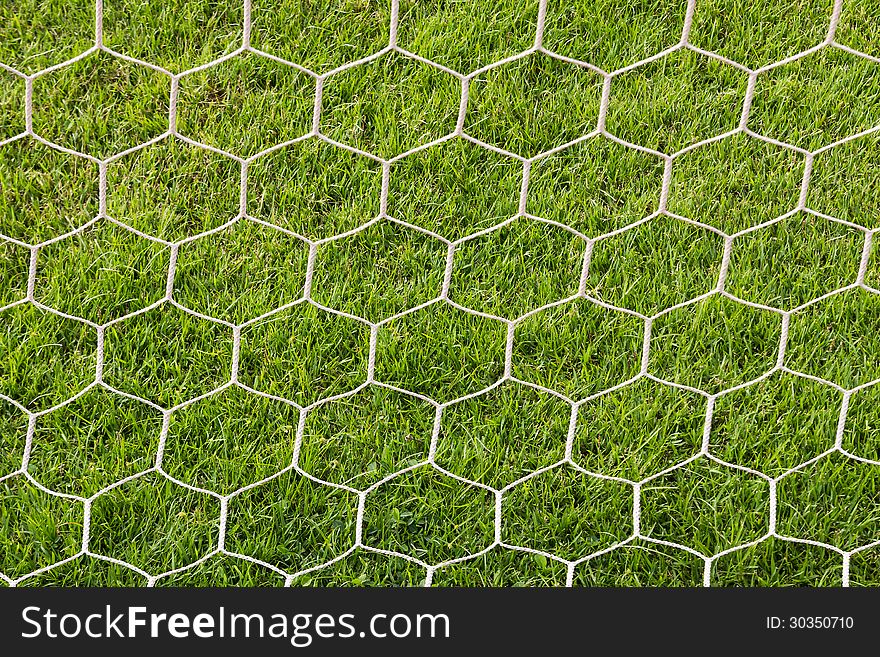 Back side the Goal at the football field. Back side the Goal at the football field