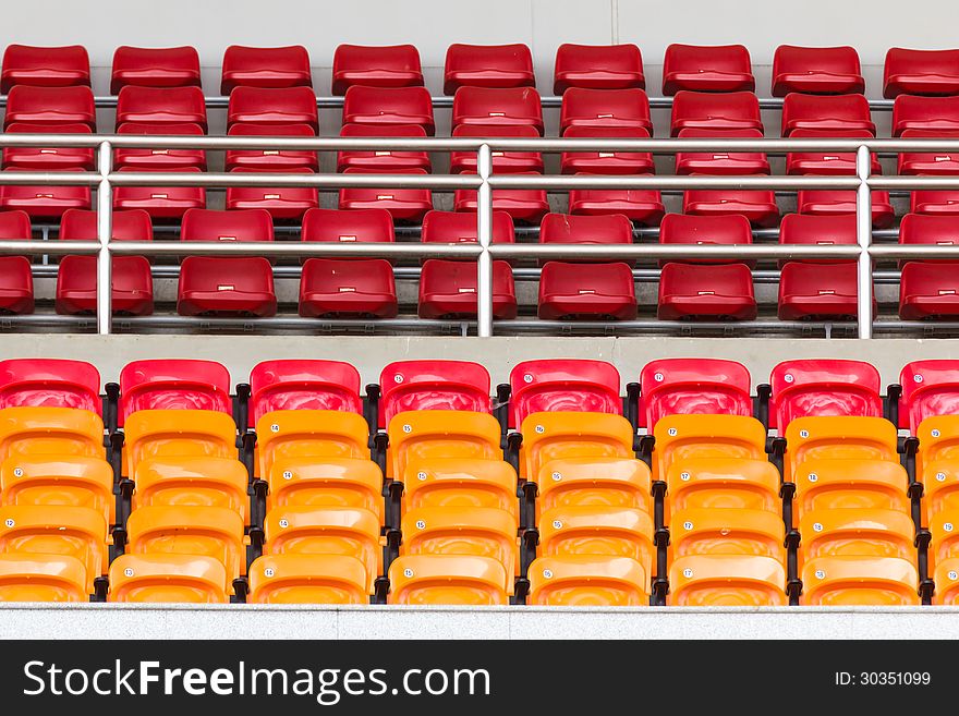 Rows Of Empty Plastic Stadium Seats