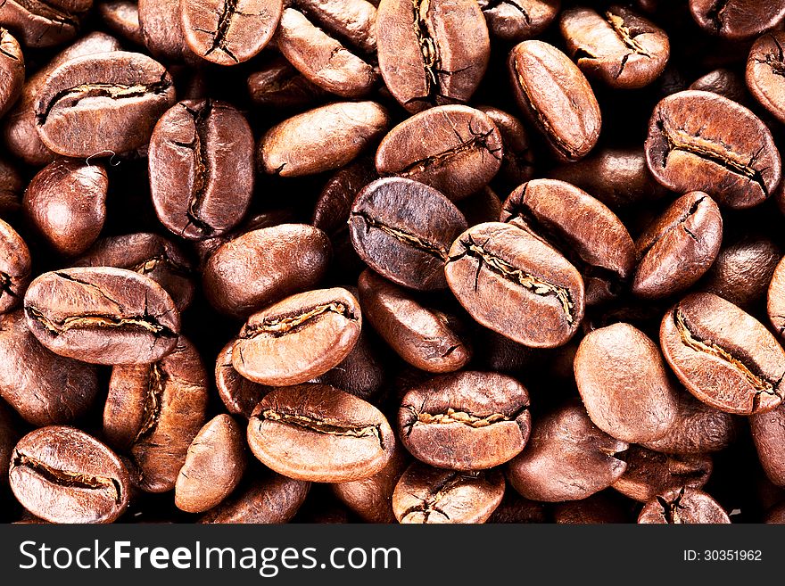 Coffee beans. Closeup snapshot.
