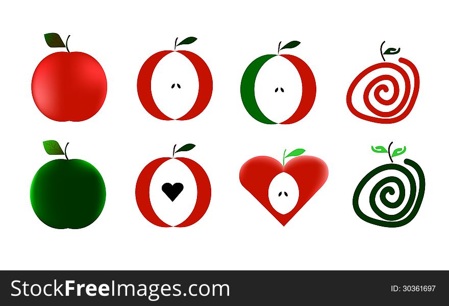 Vector logos of apples on white background. Vector logos of apples on white background
