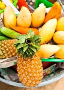 Selling Tropical Fruits And Vegetables At Market Stock Photos Selling Tropical Fruits And Vegetables At Market Stock Photos